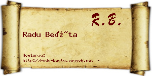 Radu Beáta névjegykártya